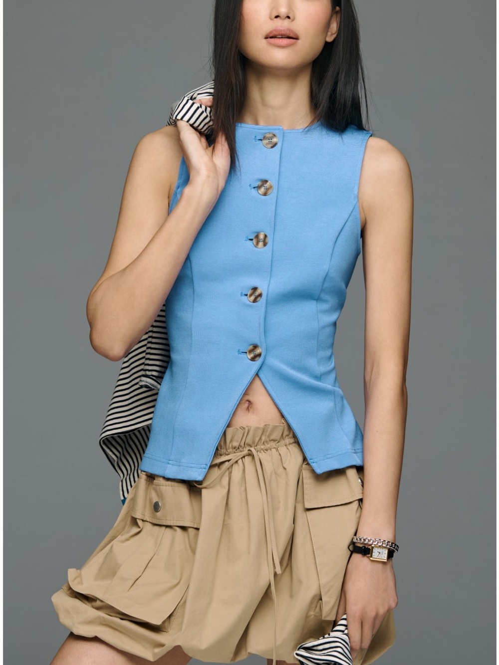 Anthropologie Button Front Knit Vest